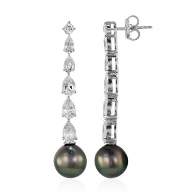Pendientes en plata con Perla cultivada de Tahití
