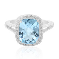 Anillo en plata con Topacio azul cielo