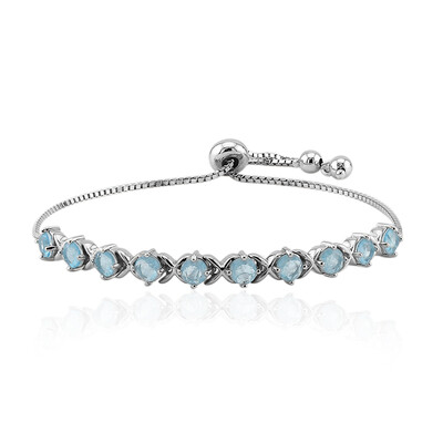 Brazalete en plata con Cuarzo azul pastel