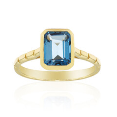 Anillo en oro con Topacio azul de Londres