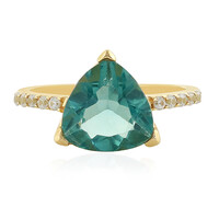 Anillo en oro con Fluorita tono petróleo de Bélgica