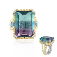 Anillo en plata con Fluorita multicolor (Gems en Vogue)
