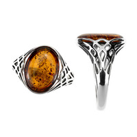 Anillo en plata con Ámbar báltico