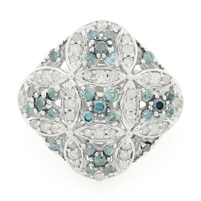 Anillo en plata con Diamante azul