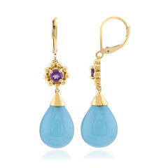 Pendientes en plata con Calcedonia agua