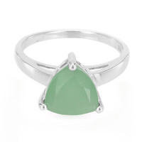 Anillo en plata con Calcedonia verde