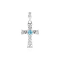 Colgante en plata con Topacio azul suizo