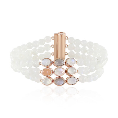 Brazalete en plata con Piedra de luna melocotón (KM by Juwelo)