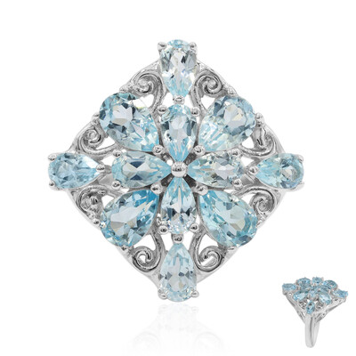 Anillo en plata con Topacio azul cielo