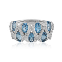 Anillo en plata con Topacio azul de Londres