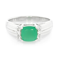 Anillo de hombre en plata con Calcedonia verde
