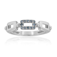 Anillo en plata con Diamante azul cielo I2