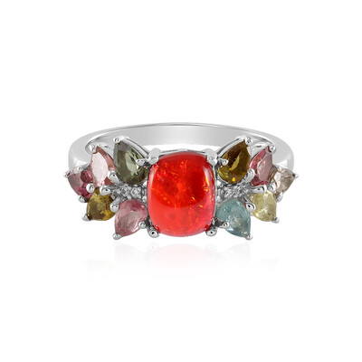 Anillo en plata con Ópalo rojo de Etiopía