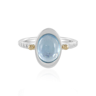 Anillo en plata con Aguamarina (Granulieren)