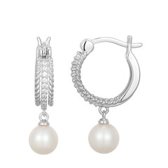 Pendientes en plata con Perla blanca Freshwater