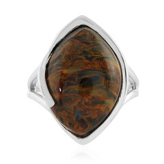 Anillo en plata con Piertersita dorada