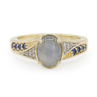 Anillo en oro con Zafiro estrella plateado