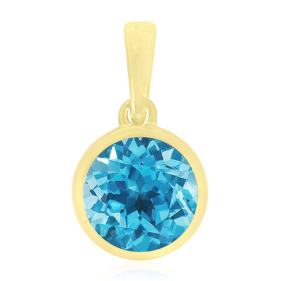 Colgante en oro con Topacio azul suizo