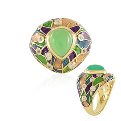 Anillo en plata con Calcedonia verde (Adela Silber)