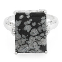 Anillo en plata con Obsidiana Copo de Nieve