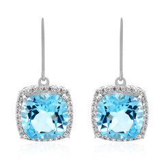 Pendientes en plata con Topacio azul cielo