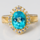 Anillo en plata con Topacio color Paraiba