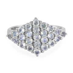 Anillo en plata con Piedra de Luna arcoíris