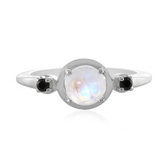 Anillo en plata con Piedra de Luna arcoíris
