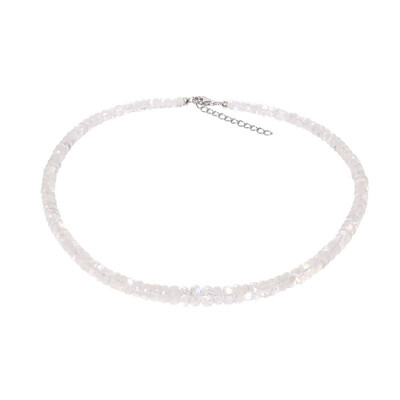 Collar en plata con Piedra de Luna arcoíris