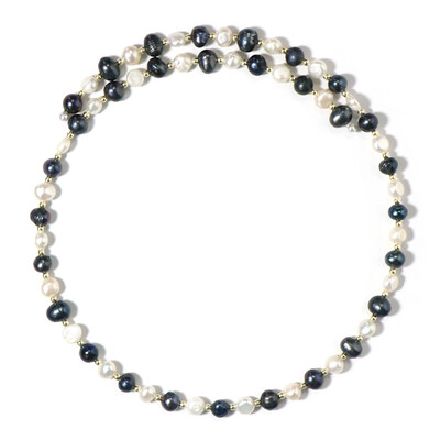 Collar al cuello en acero con Perla freshwater negra (Riya)