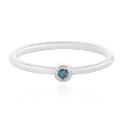 Anillo en plata con Diamante azul