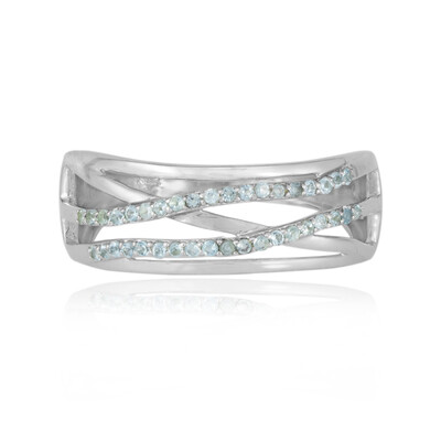 Anillo en plata con Topacio azul suizo