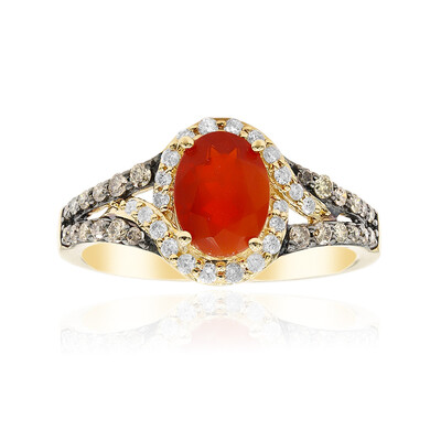 Anillo en oro con Ópalo de fuego de México (CIRARI)