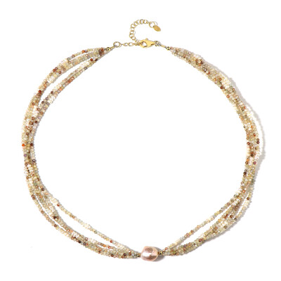 Collar en plata con Perla durazno Freshwater (Riya)