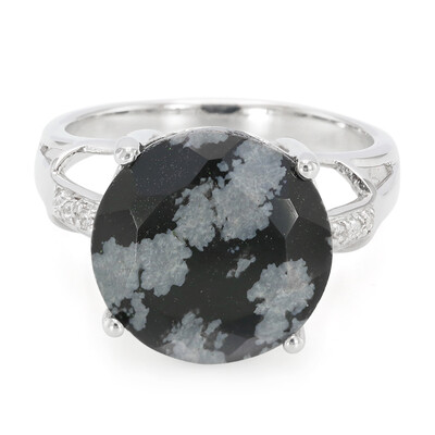 Anillo en plata con Obsidiana Copo de Nieve