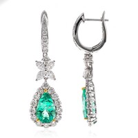 Pendientes en oro con Esmeralda de Colombia (CIRARI)