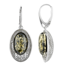 Pendientes en plata con Ámbar báltico verde