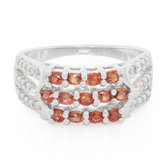 Anillo en plata con Rubí rojo atardecer