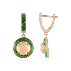 Pendientes en plata con Piedra de luna melocotón (Adela Silber)