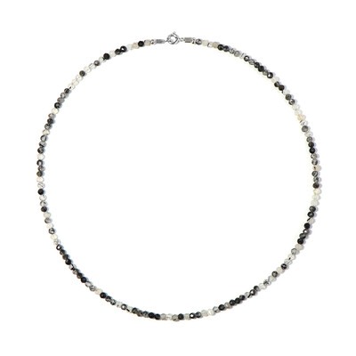 Collar en plata con Cuarzo rutilado negro