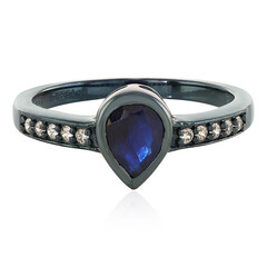 Anillo en plata con Zafiro azul de Madagascar