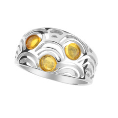 Anillo en plata con Ámbar báltico limón