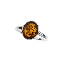 Anillo en plata con Ámbar báltico