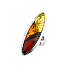 Anillo en plata con Ámbar báltico