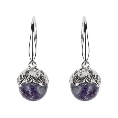Pendientes en plata con Charoita (dagen)