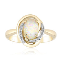 Anillo en oro con Ópalo blanco de Brasil