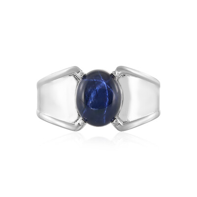Anillo en plata con Zafiro estrella azul