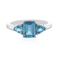 Anillo en plata con Topacio azul suizo