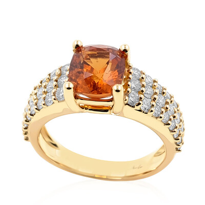 Anillo en oro con Granate espesartina (de Melo)