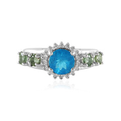 Anillo en plata con Apatita azul neón